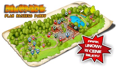 DinoPark Malbork rodzinny park rozrywki - mapa atrakcji w Malborku