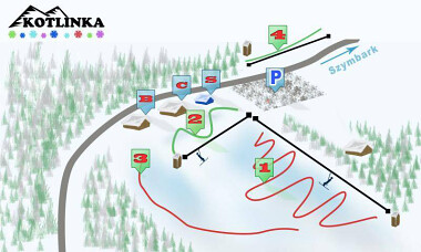 Szymbark Kotlinka - mapa ośrodka narciarskiego