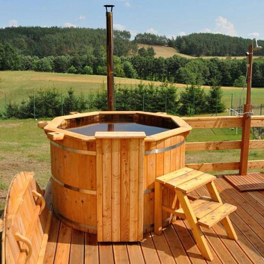 Domek sauna łódka pomost kominek Kaszuby Hubertowo Borucino pomorskie