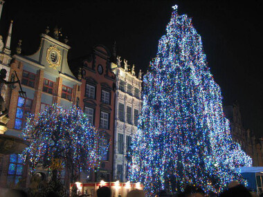 Piękna choinka w Gdańsku - oświetlona przez kilka tysięcy światełek