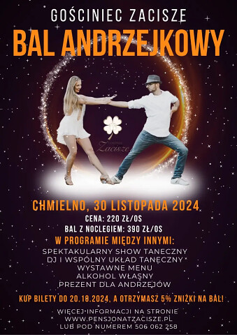 Bal Andrzejkowy 30 listopada 2024 - Chmielno Kaszuby - zaprasza Gościniec Zacisze