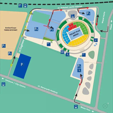 Dojazd i parking AmberExpo Międzynarodowej Wystawy Psów Rasowych - mapa