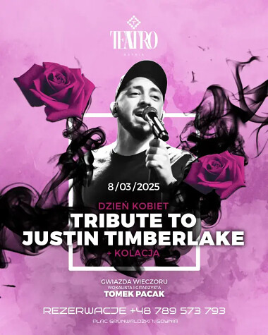 Tribute to Justin Timberlake na Dzień Kobiet 8 marca 2025 w Gdyni - zaprasza Teatro