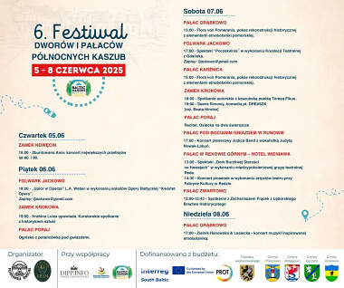 Program 6 Festiwalu Dworów i Pałaców Północnych Kaszub 5-8 czerwca 2025