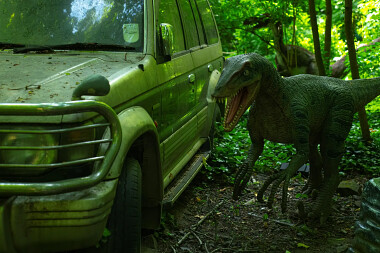 Dino Park Malbork  - ta scena nawiązuje do filmu Jurassic Park