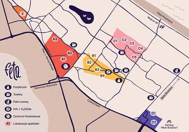 FETA 2025 - mapa spektakli w Gdańsku, w Parku Reagana