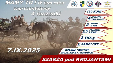 Szarża Pod Krojantami 2025 czołgi transportery armatohaubice  samoloty