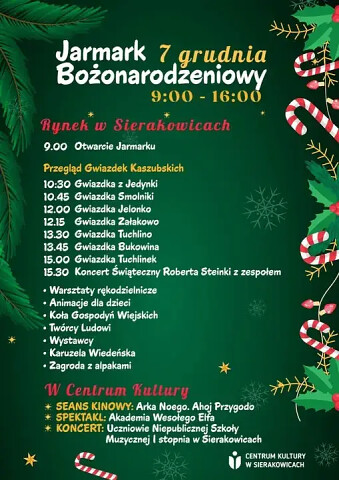 Jarmark Bożonarodzeniowy Sierakowice 2025 - program