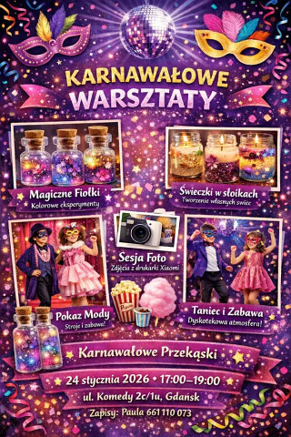 Bal karnawałowy dla dzieci z warsztatami w Gdańsku - 24 stycznia 2026