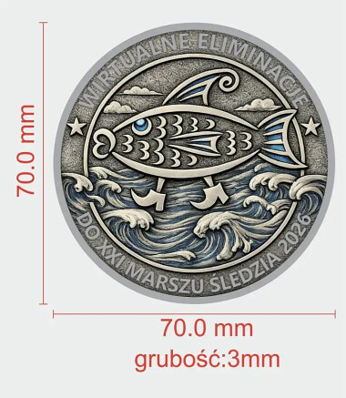 Marsz Śledzia - medal pamiątkowy z wirtualnej rywalizacji o miejsce w Marszu