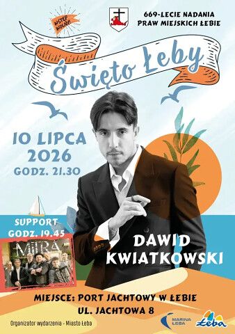 Święto Łeby 2026 - koncert - Dawid Kwiatkowski w Łebie 10 lipca 2026