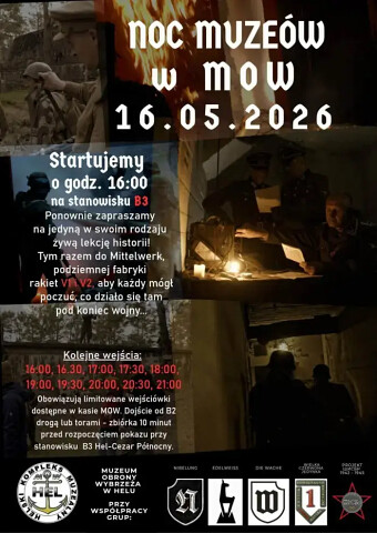 Noc Muzeów 16 maja 2026 Hel - Muzeum Obrony Wybrzeża