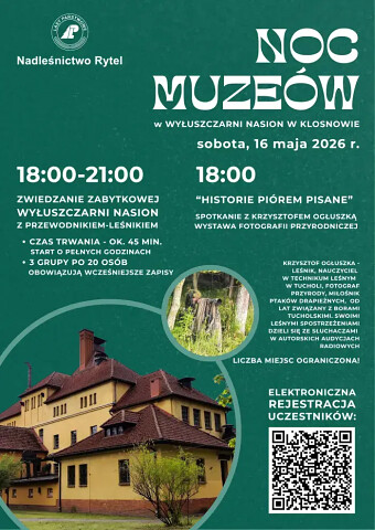 Noc Muzeów 2026 Klosnowo - Wyłuszczarnia Nasion - Nadleśnictwo Rytel