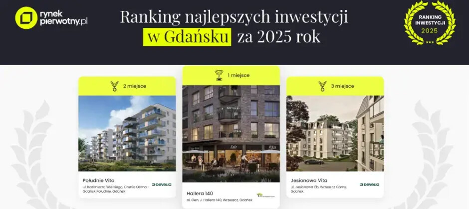 Ranking inwestycji 2025 w Trójmieście – te realizacje najchętniej wybierali kupujący!
