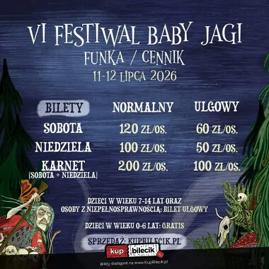 VI Festiwal Baby Jagi - Funka 11-12 lipca 2026 - ceny biletów - sprzedaż