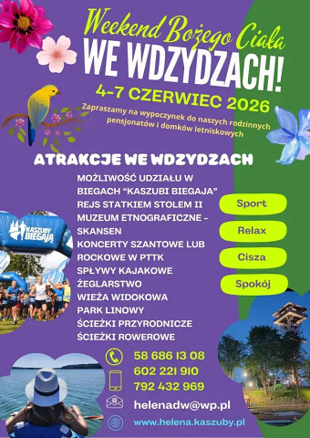 Długi Weekend Czerwcowy 2026 Boże Ciało we Wdzydzach na Kaszubach