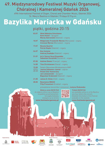 49. Międzynarodowy Festiwal Muzyki Organowej, Chóralnej i Kameralnej Gdańsk 2026 PROGRAM