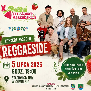 Reggaeside w Chmielnie 5 lipca 2026 na Festiwalu Truskawek Kaszubskich