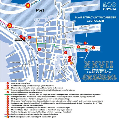 Plan - mapa wydarzenia - Światowego Zjazdu Kszubów 2026 w Gdyni