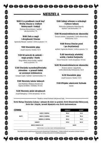 Festiwal Mitologii Słowiańskiej 2026 - Funka - program niedziela 23 sierpnia