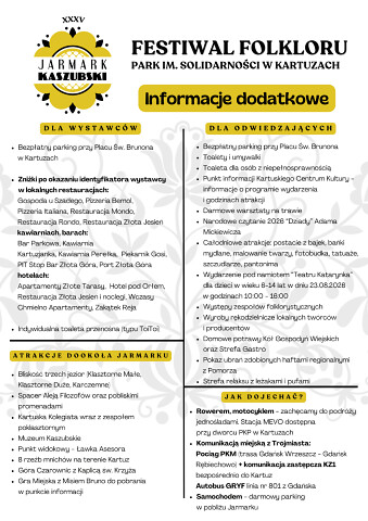 Jarmark Kaszubski 2026 - Informator dla odwiedzających i wystawców