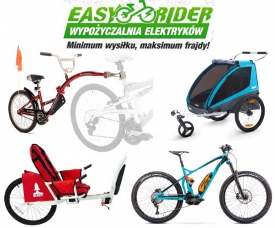 Przyczepki rowerow dla dzieci wypożyczalnia Gdańsk Kaszuby