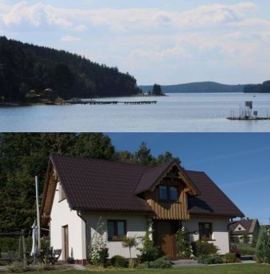 Domek z kominkiem nad jeziorem - Hubertowo